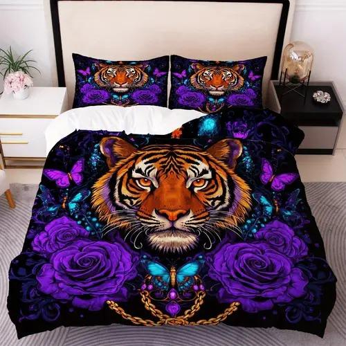 

Carton Tiger Soft Duvet Cover Carton Tiger Background Theme Soft Duvet Cover Suitable for Children Kids plus Adult Peoples Soft plus Breathable 120*200cm Single