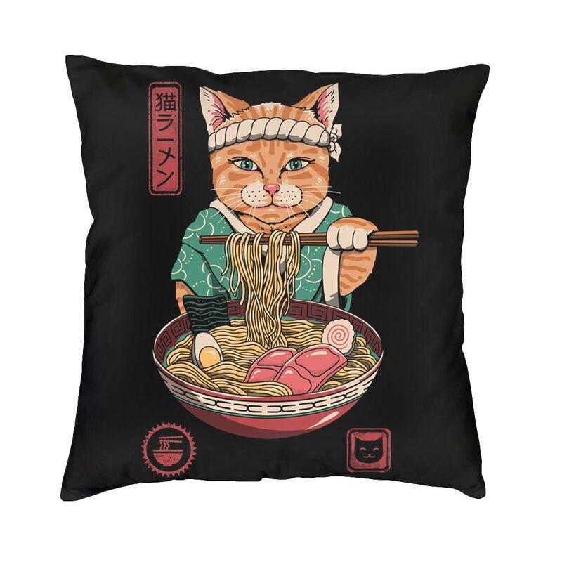 Japanese Samurai Cat Cushion Covers Sofa Home Decorative Square Throw Pillow Cover 40X40Cm