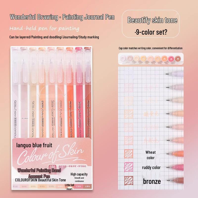 Blue Fruit Large Capacity Journal & Pen Set: Includes Highlighter, Drawing Pen, Gel Pen, Colored Single-Tip Pen.