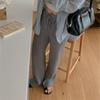 Women's Fashionable Casual Draping Knitted Wide-Leg Pants Elastic Waist Embossed Wool Mopping Trousers