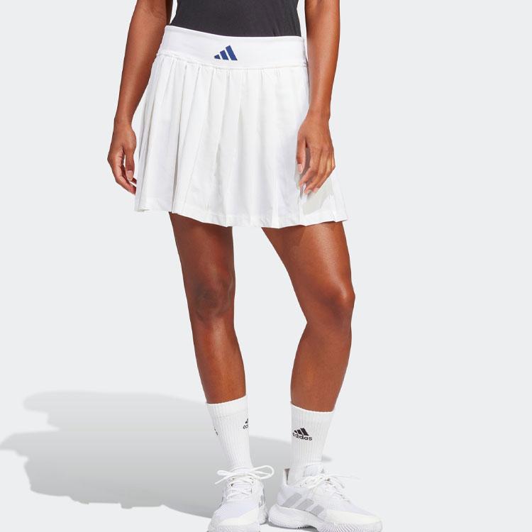 adidas Solid Color Tennis A-Line Mini Skirt Breathable Sports Bottoms Women White HZ4306