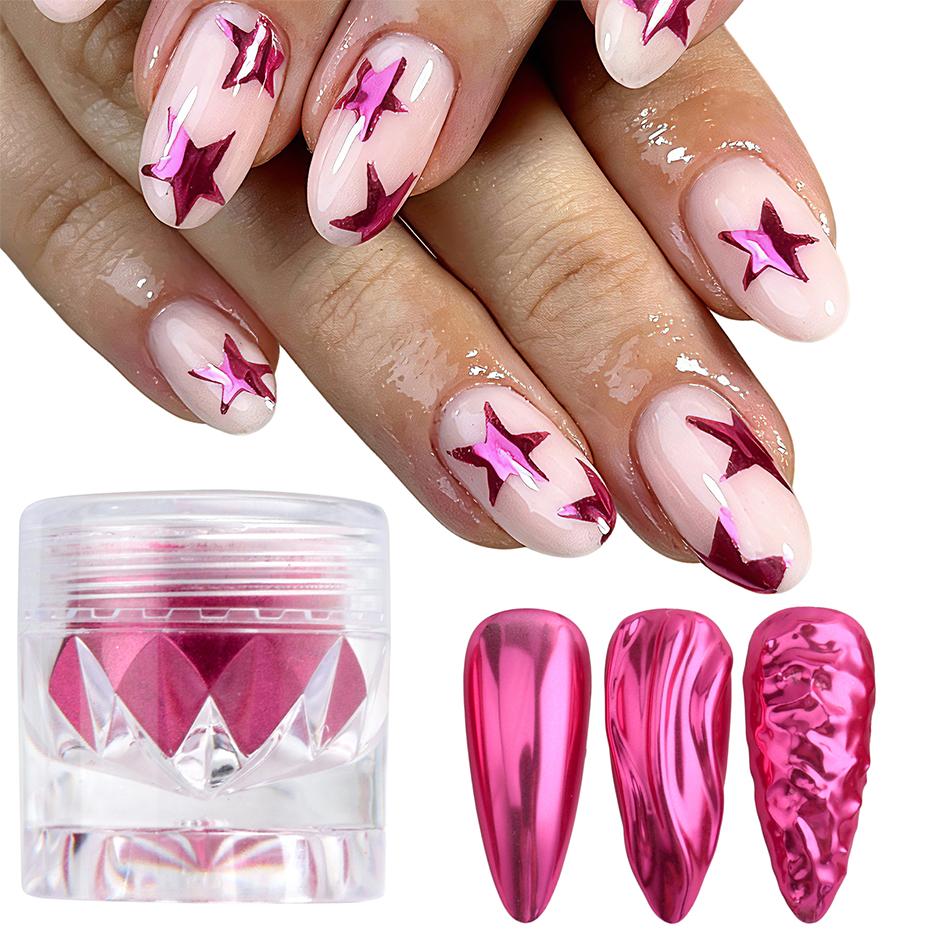 Xiaomi 1 Jar Hot Pink Chrome Nail Powder Metallic Mirror Nail Art Pigment Dust Shiny Rose Gold Manicure Nail Art Glitter Decorations