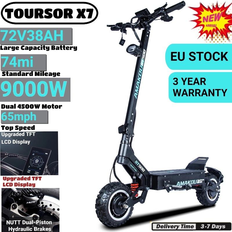 TOURSOR X7 ST500 Electric Scooter Adults 65MPH Range 62 Miles  72V 38.3Ah Battery 9000W Dual Power Motor (Customized Version)