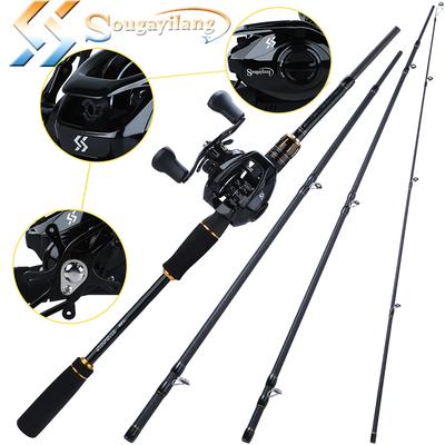 4 Sections Casting Rod Baitcasting Reel Portable Fishing Rod Combos for Frshwater Saktwater Fishing