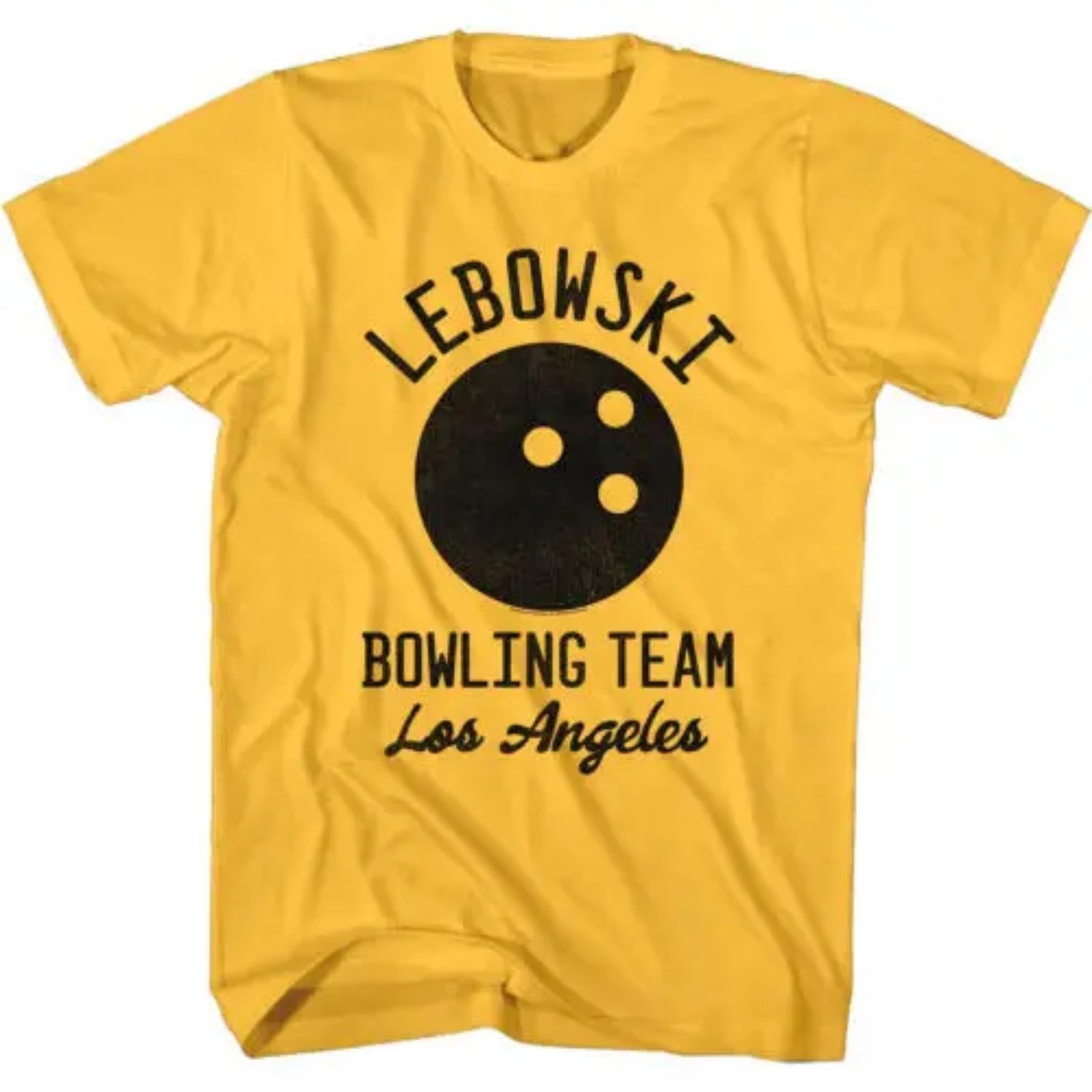 Big Lebowski Bowling Team Men s T-Shirt Movie Shirt Los Angeles Bowler Comedy S чёрный