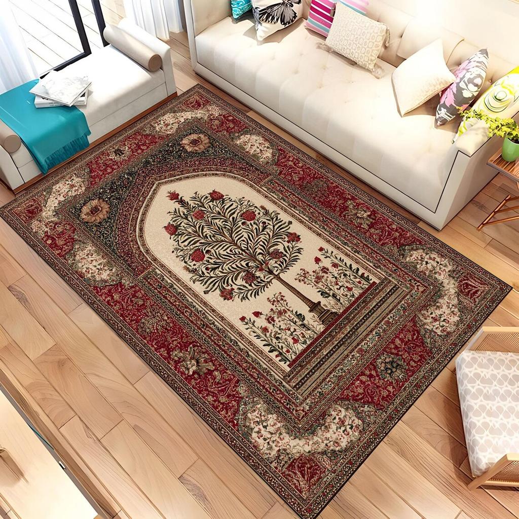 Modern Tree of Life Area Rug Persian Style Floral Floor Mat Non-Slip Bedside Carpet Large Living Room Rug Home Decorative Art