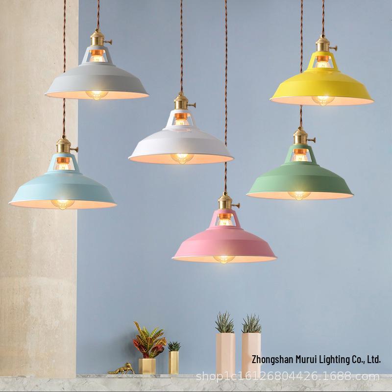

Nordic Macaron Minimalist Pendant Light for Restaurant, Hotel, or Bar - Retro Wrought Iron Design Without light source зелёный
