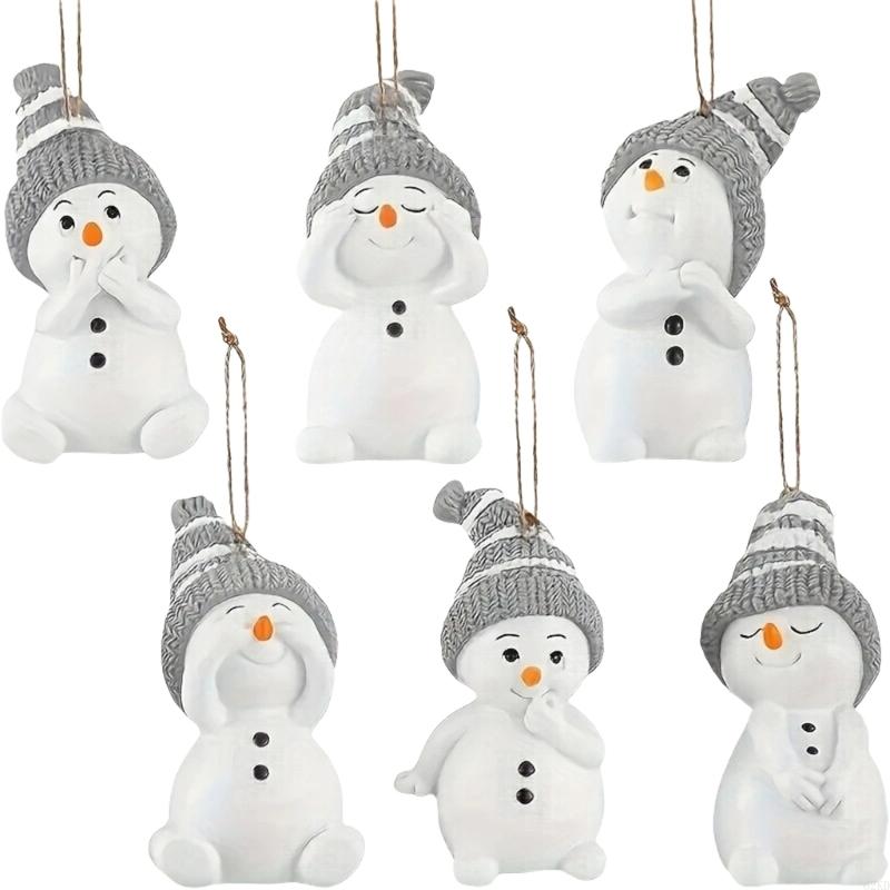 62KD Acrylic Bird Snowman Hanging Pendants Set Car Mirror Window Decoration Ornaments