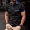 Men's Summer Color Block Pocket Sports Polo Shirt