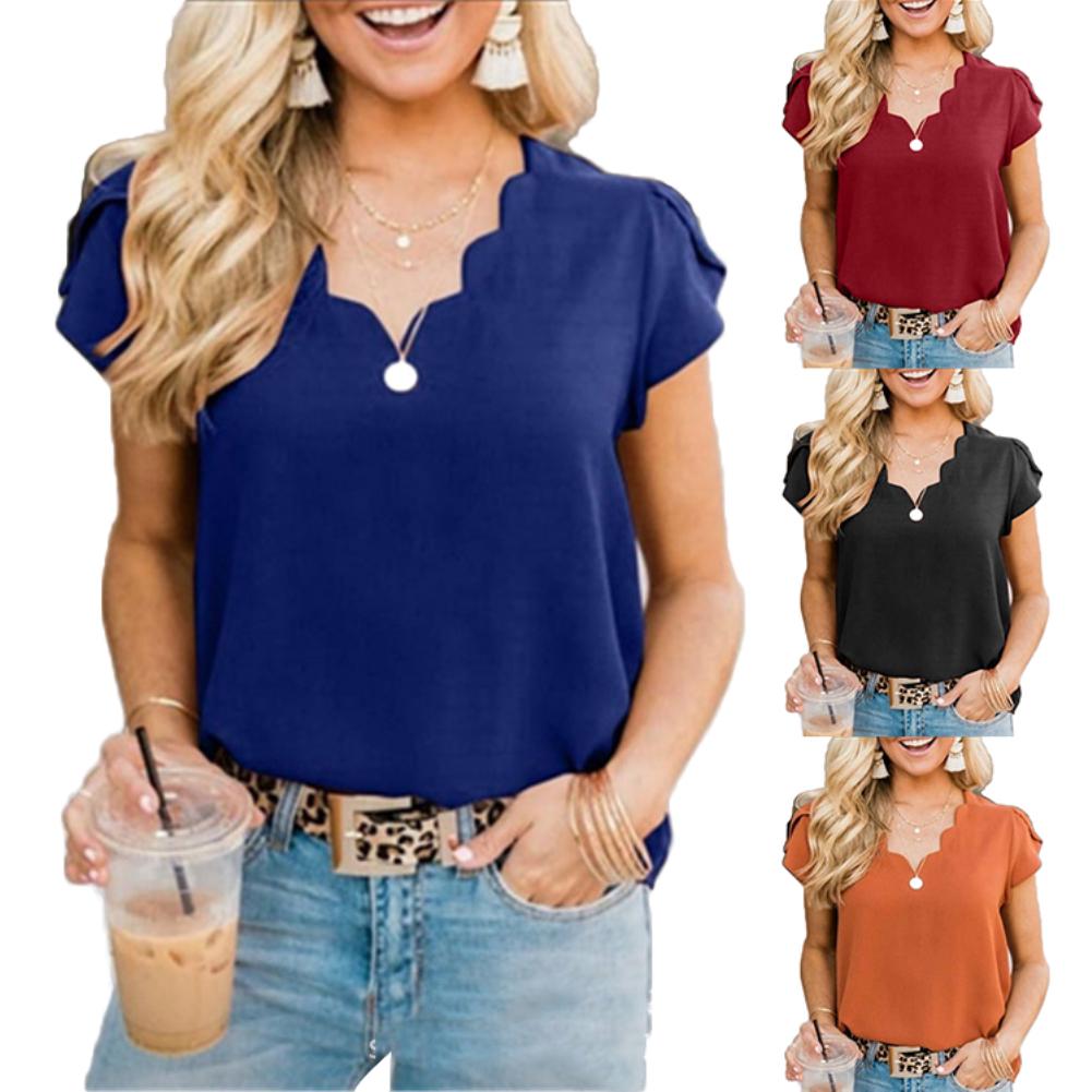 Short Wavy Fashion Blouse T-shirt 