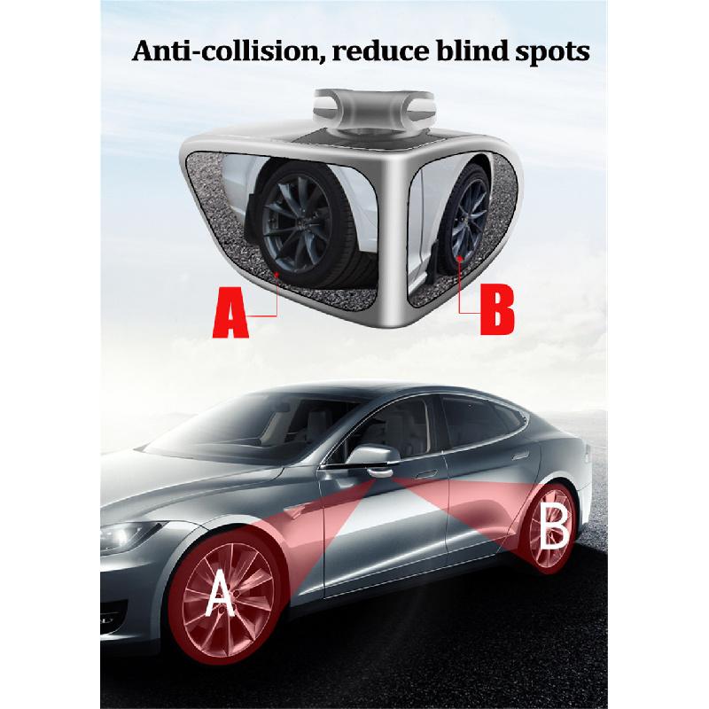 New 2 In 1 Car Convex Mirror&Blind Spot Mirror Adjustable Rear View Mirror Wheel L+R