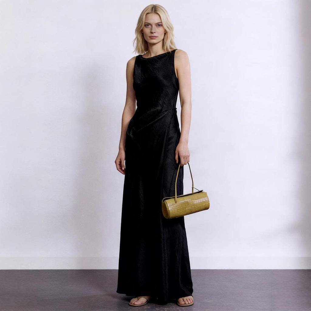 Vestido Europeu de Deusa em Acetato com Fenda Haute Couture para Casamentos, Festas e Eventos Formais