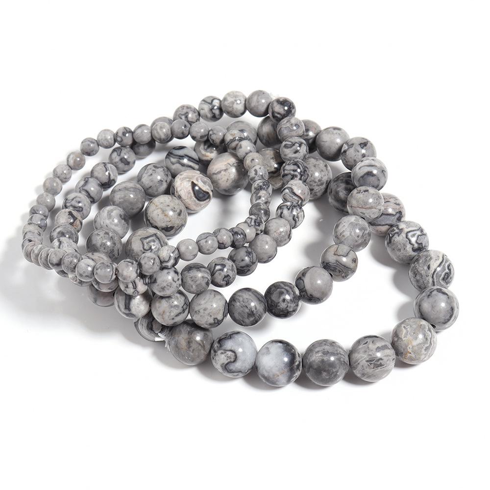 Natural Stone Beaded Bracelet - Map Stone Yoga Energy Single-Loop Jewelry