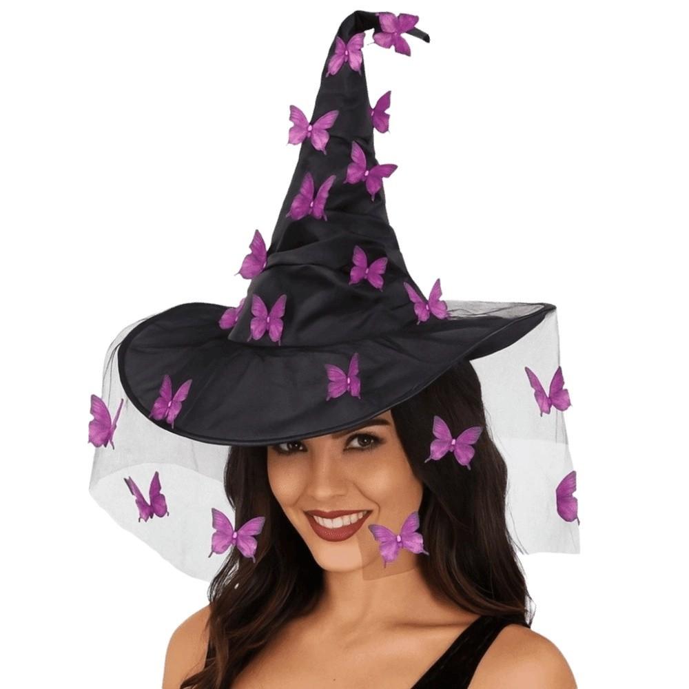 Colorful Halloween Witch Hat Party Props Halloween Cap with Veil  Halloween Party