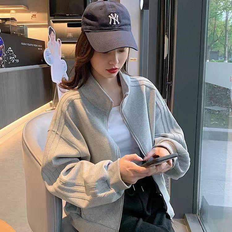 Women's Oversized Stand-Up Collar Baseball Jacket - Casual Autumn/Winter Coat, Versatile Short Hoodie, 2025 New Style.