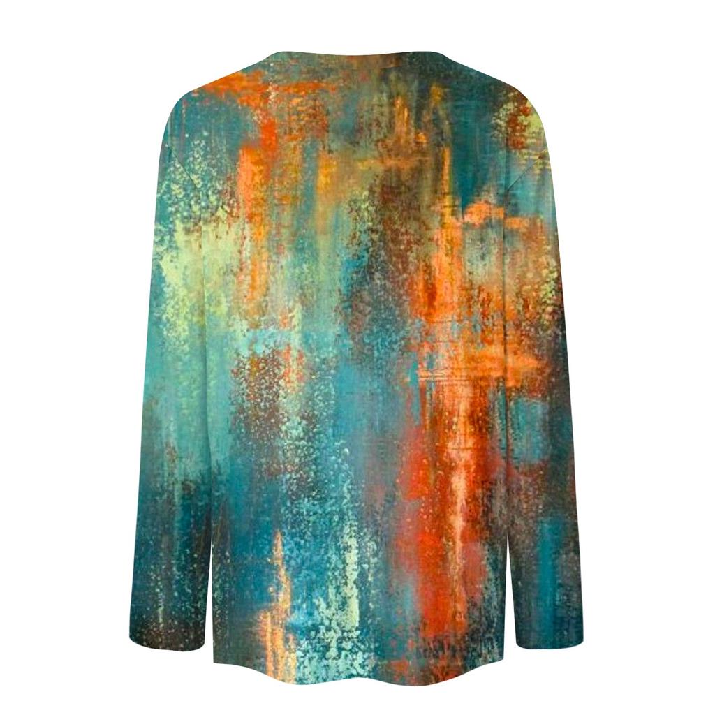 Koszule damskie z długim rękawem Śliczne nadruki Koszulki z nadrukami Bluzki Casual Plus Size Podstawowe topy Pulowery