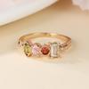 Explosive Rainbow Zircon with Ring Versatile Small Fresh Design Exquisite Versatile Womens Ring