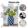 Elegant Framed Pearl Art DIY Set with Green Flower Vase 5D Sparkling Bead Canvas Painting Ready to Display Romantic Home Decor Gift