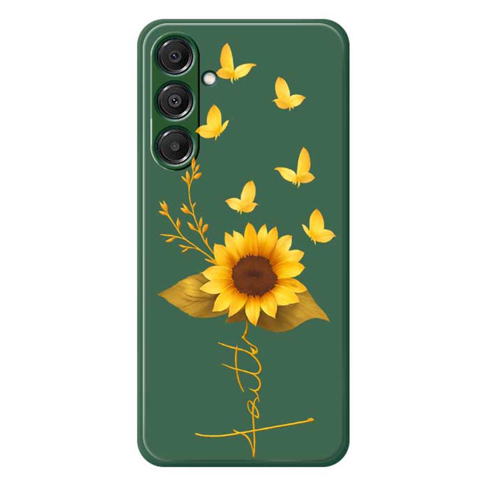 For Samsung Galaxy A16 5G/4G Case Golden Butterfly Sunflower Pattern Printing Straight Edge TPU Phone Back Cover