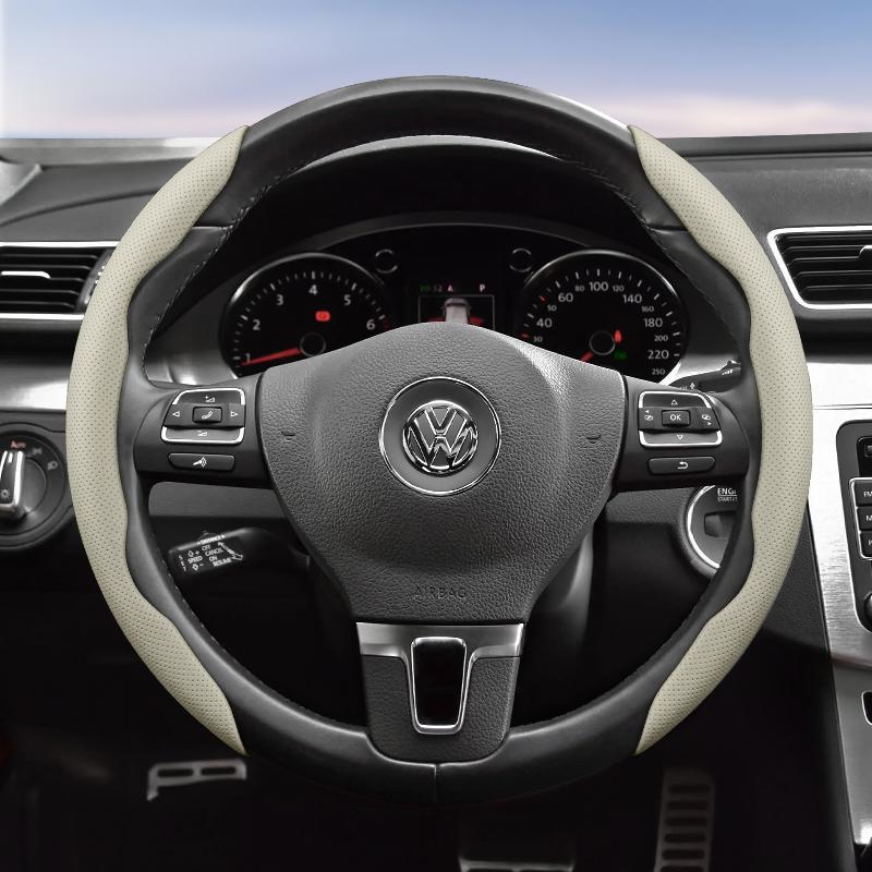 Suitable for Volkswagen Breathable Hole Leather Steering Wheel Cover Segmented Quick Release Design Non-Slip Durable Polo Golf 6 up Gol Scirocco