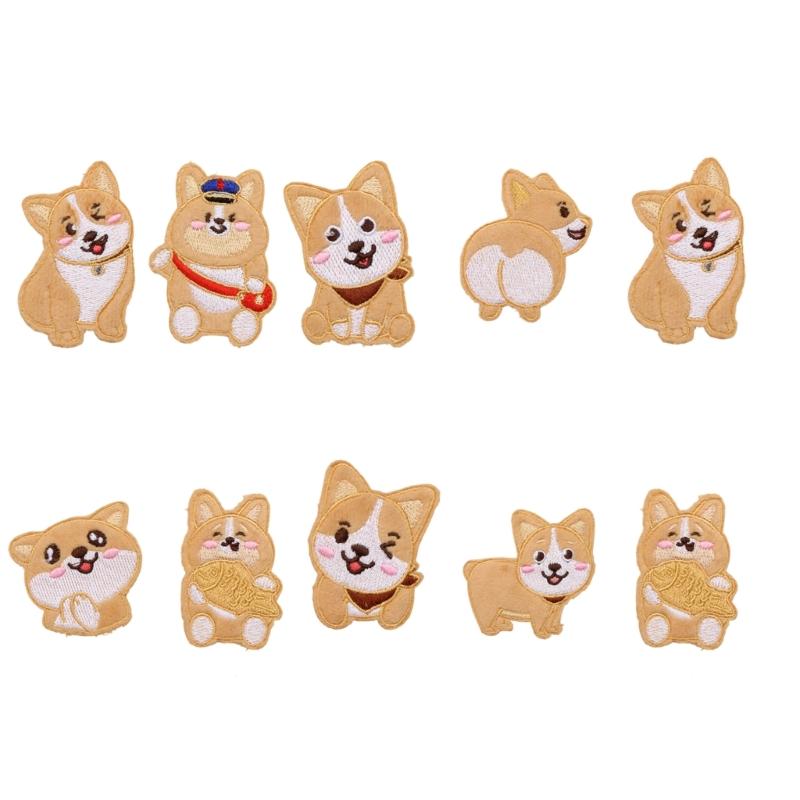 10Pcs Dog Embroidery Iron On Patches Adhesive Embroidery Appliques For Clothing Jackets Bags Hat Decoration and Sewing