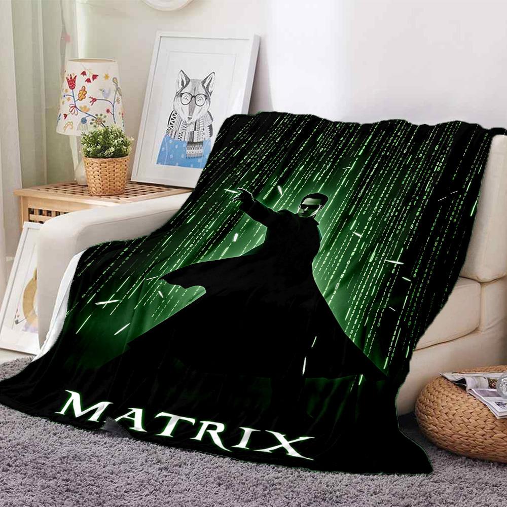 

1 шт. Плед из фланели «Матрица» - Легкий, мягкий, теплый, всесезонный плед с HD-печатью для дивана, кровати, путешествий, кемпинга 026 130cmx150cm