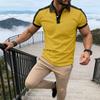 [KULIXI] Men's Short-Sleeve Collared V-Neck Polo Shirt, Plain, Casual Sportswear, Stretch, Slim Fit, Workwear, Commuting, Summer Clothes, Plus Sizes A