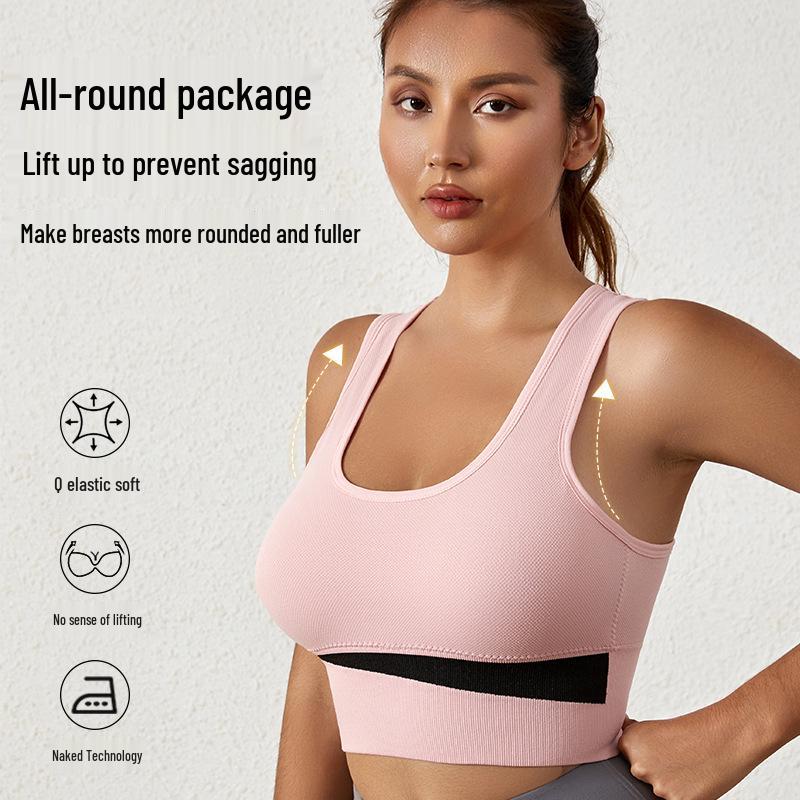 Women's Large Bust Minimizer Wireless Sports Bra - Shockproof Yoga Fitness Vest