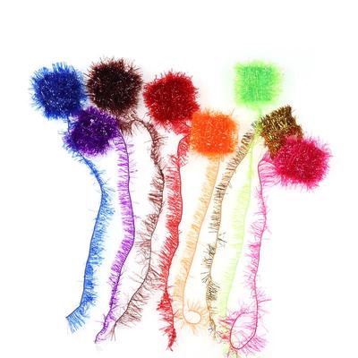 2er-Pack 10-mm-Fliegenbindekristall-Flash-Chenile-Hackle-Blinker für Streamer-Ei-Lachs-Forelle-Fliegenbindematerial FL-Grün-Rosa