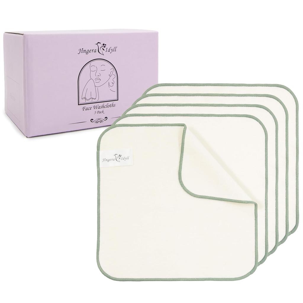Jingera & Idyll Ultra-Soft Charcoal Fiber Face Washcloth, Facial Towels, Gentle Exfoliating Wipes for Women Cleansing, Wash Cloths, Reusable Makeup