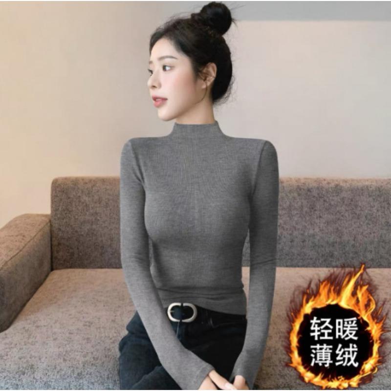 Women S Fleece Lined Half Turtleneck Slim Fit Thermal Base Layer Top