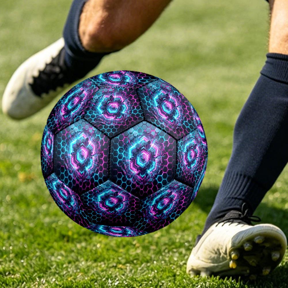 1pc Neon Hexagon Grid Themed Soccer Ball, Size 5, Lightweight PVC Material, Outdoor Training Soccer Ball Gift. q62261