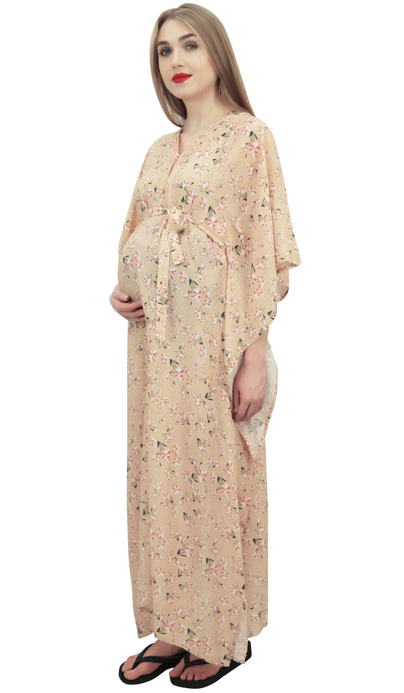 

Bimba Moms Kimono Sleeve Floral Print Black Maxi Dress Maternity Kaftan-10 8 світло-бежевого кольору