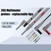 Industrial Multimeter Cable 20A 1000V Digital Multimeter Probe Test Leads Pen Tip with Rubber Coated Handle