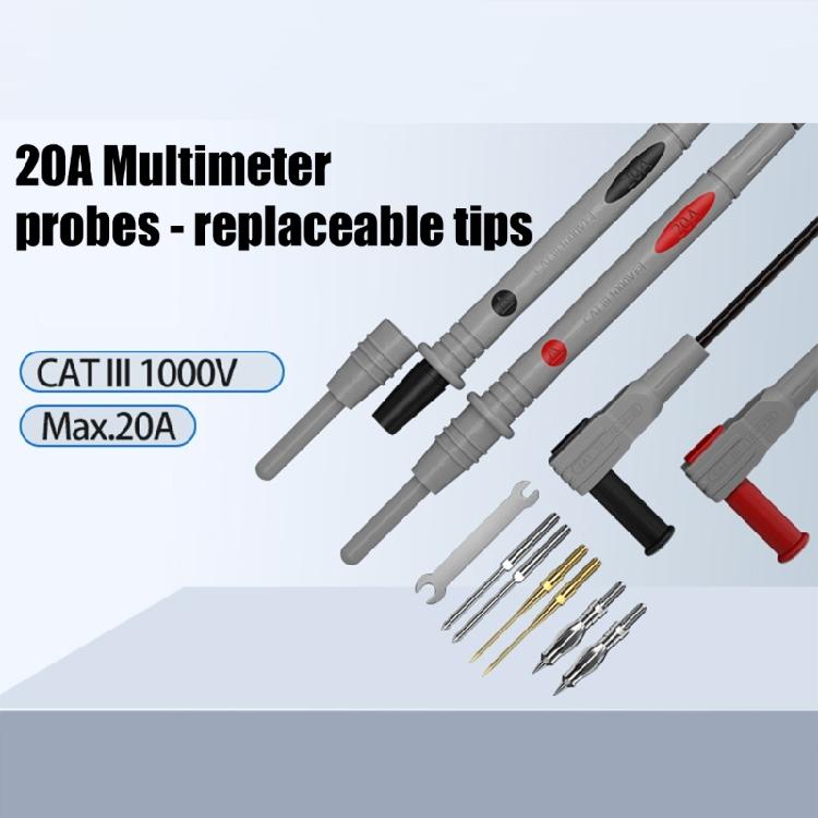 Industrial Multimeter Cable 20A 1000V Digital Multimeter Probe Test Leads Pen Tip with Rubber Coated Handle