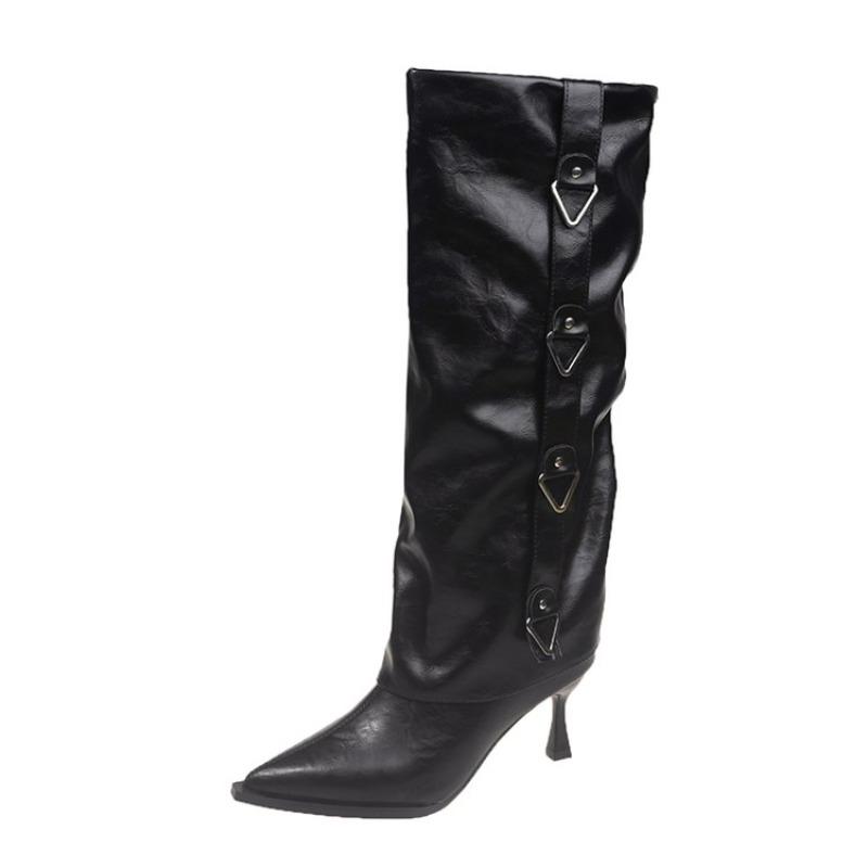 Fashion Ladies Modern Knee High Heels Boots Autumn Spring Fashion Slip On Female Pumps Footwear New Shoes 2025 Long Women Western Boots
