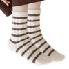 Women Twist Jacquard Fuzzy Plush Socks Winter Warm Color Block Striped Fleece Sleep Socks Thermal Floor Slipper Socks