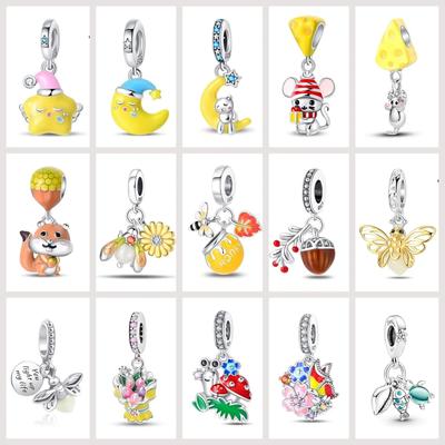 Spring Luminous Star Firefly Series Flowers Insect Animal Charms Beads Fitcopper Original Bracelets Women Fine Jewelry Gift
