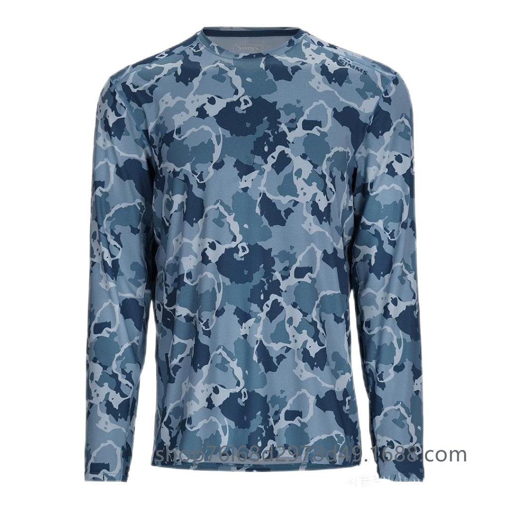 SIMMS Fishing Suit Luya Long-sleeved Crew Neck T-shirt Men's Summer Sunscreen Suit UPF50 Quick-drying Breathable Fishing Suit