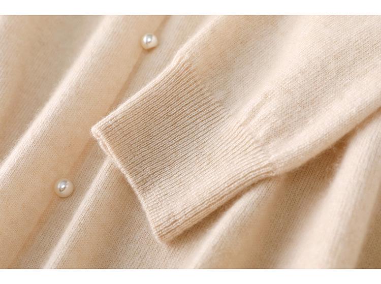 Women's Elegant Pearl Button Wool Dress - Autumn/Winter Knit, Half-High Collar, Loose Fit, Silk Luster Sweater