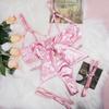 Elegant European & American Bow Hollow-Out Lingerie 3-Piece Underwire Set