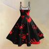 Women's Casual Round Neck Sleeveless Dress with Halloween Print for Party and Daily Wear