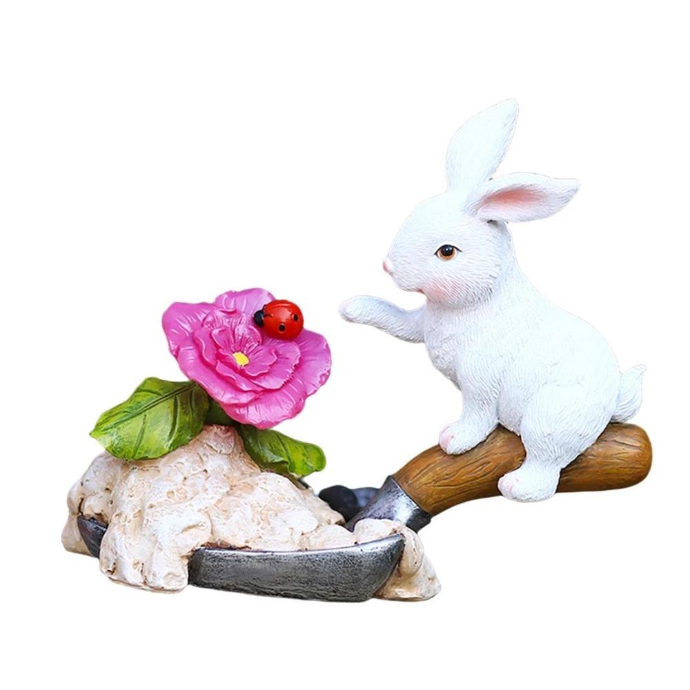 

Смоляні фігурки тварин Світло Креативна статуетка кролика Лампа Сонячна статуетка кролика Сад білий