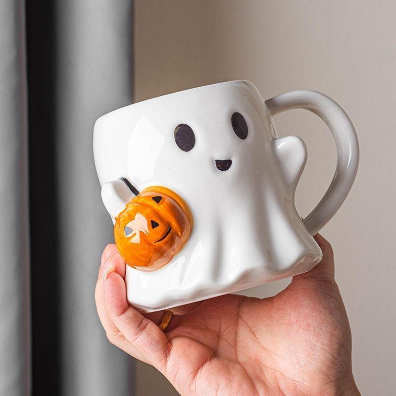 600ML Halloween Ghost Ceramic Mug – Funny Coffee Cup for Kids & Adults, Holiday Gift