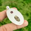 Daughters Day Deal Turritella Agate Stone Rubellite 925 Silver Art Deco Pendant