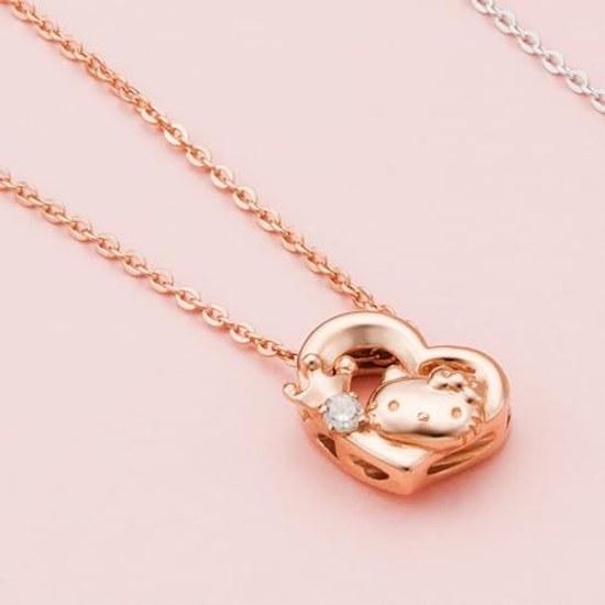 White Clover Hello Kitty 45th Anniversary Necklace Open Heart Sanrio Pendant Pink Gold Ladies SA45KT-N002PG
