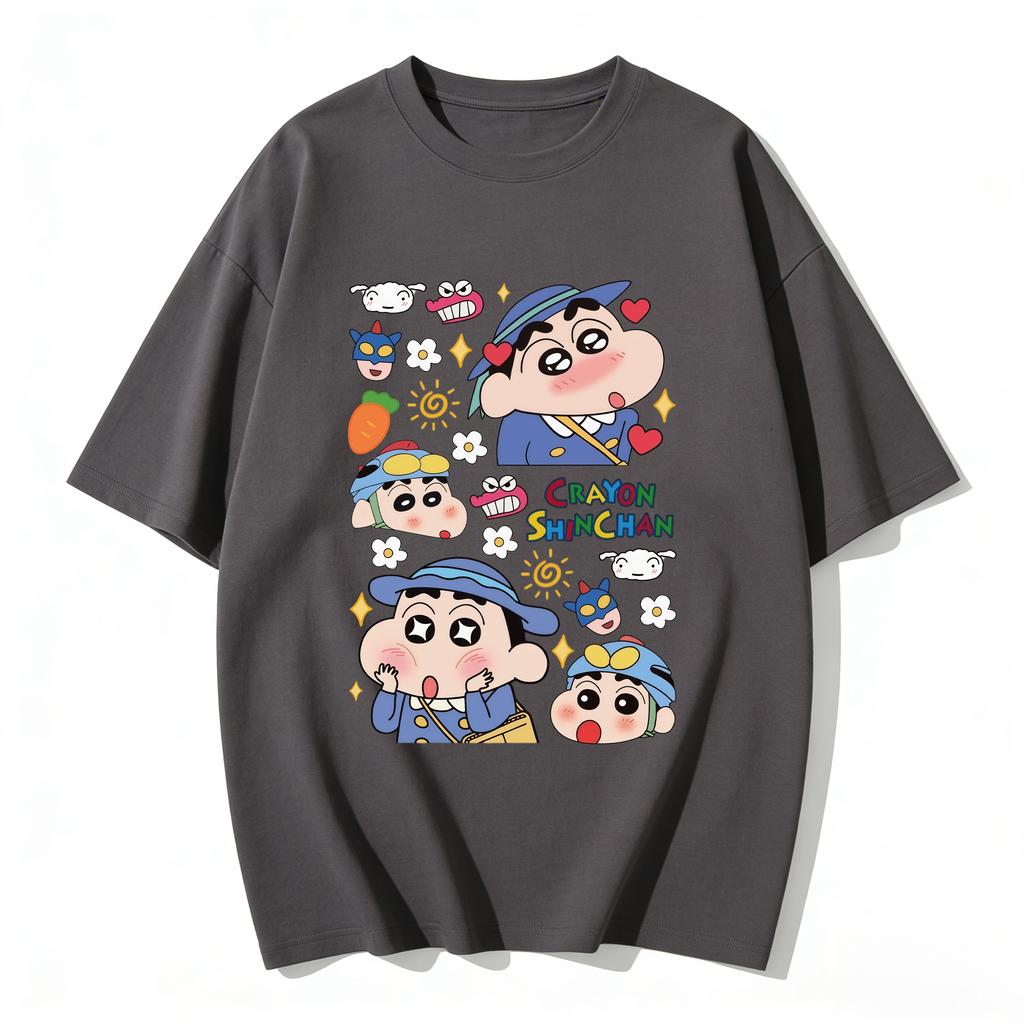 Crayon Shinchan Cute Cartoon T Shirt Unisex Women Kids Family Matching Tee Summer Casual Short Sleeve Cotton Top Fashion Streetwear