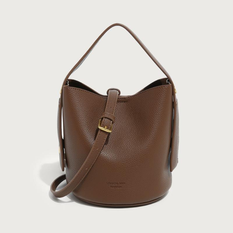 

Простая и универсальная ручная сумка-ведро из мягкой кожи, ретро сумка через плечо темно-коричневого