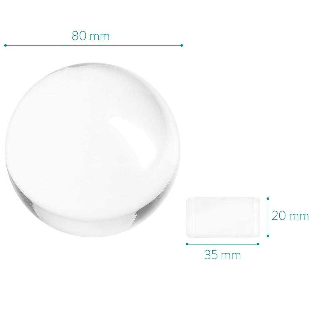 Navaris Glass Sphere for Photography - Glass Photo Ball with Stand - K9 Clear Crystal Ball for Ornamental Decoration - 80mm Diameter