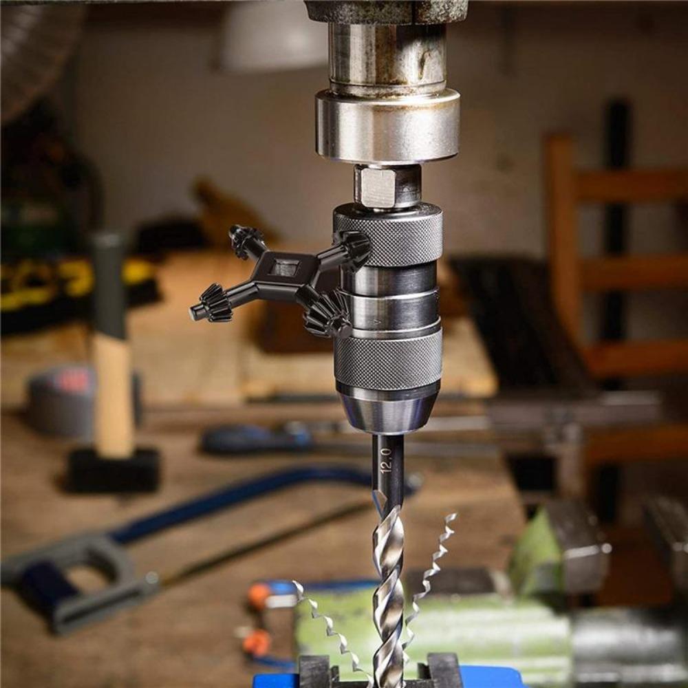 1 llave de portabrocas de 4 vías, llave de portabrocas universal para taladro, llave de portabrocas portátil 4 en 1 para la mayoría de taladros y herramientas eléctricas.